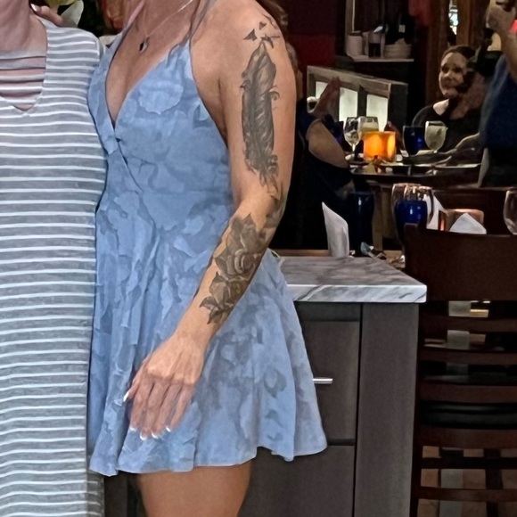 NWT Lulu’s Days of Beauty Dusty Blue Burnout Floral Skater Dress - Picture 8 of 8